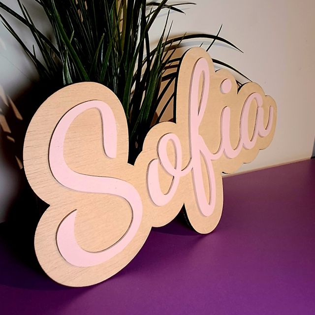 Cartello con nome in legno personalizzato blu