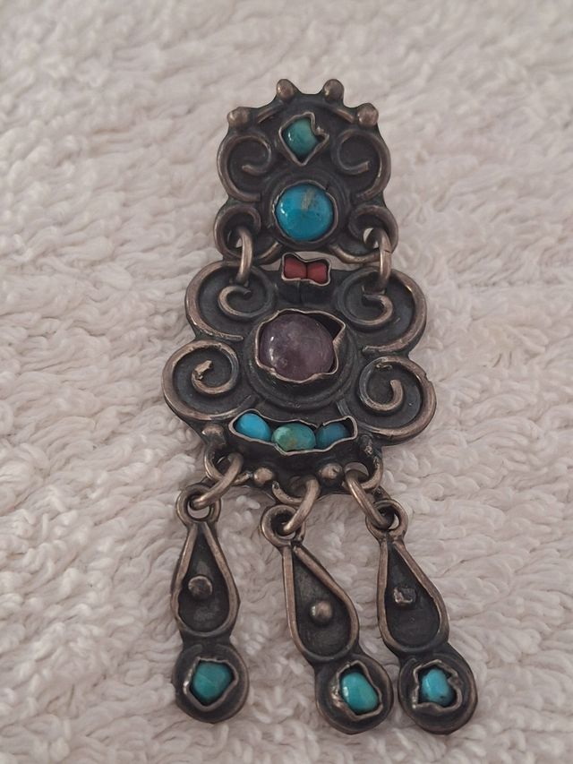 Pendientes Plata Mexicanos Turquesa Amatista Coral