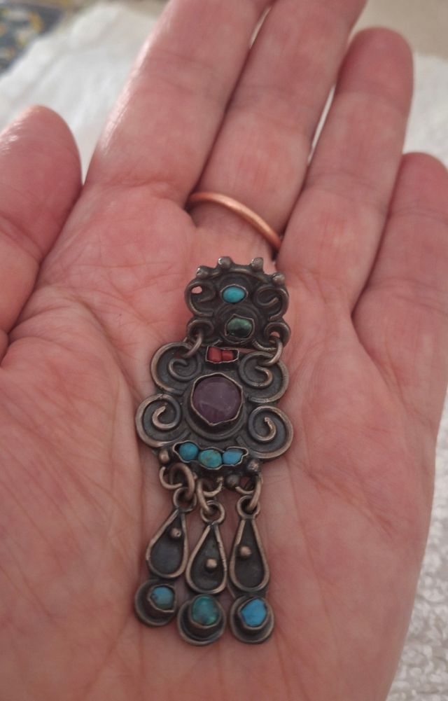 Pendientes Plata Mexicanos Turquesa Amatista Coral