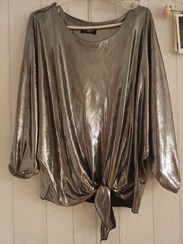 Blusa plateada New Feeling talla única (38/40)