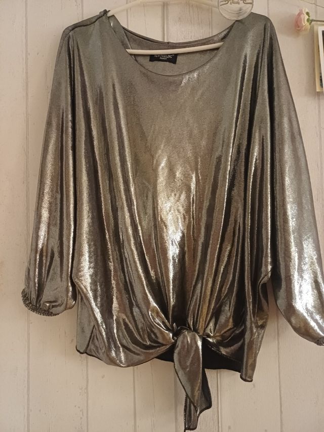 Blusa plateada New Feeling talla única (38/40)