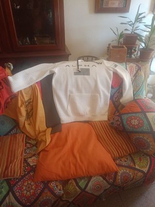 Sudadera ALPHA blanca con bandera EEUU