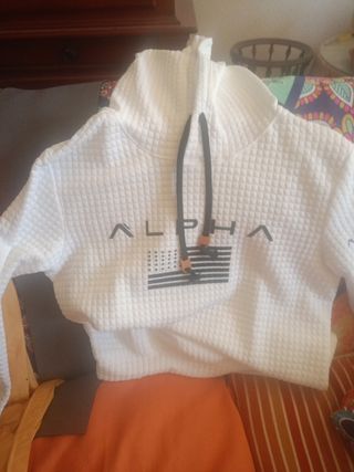 Sudadera ALPHA blanca con bandera EEUU