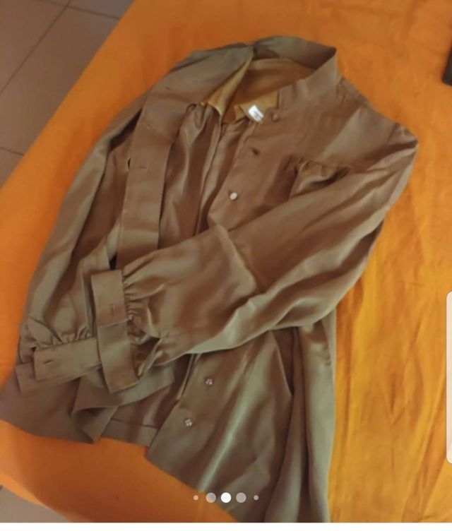 3 camicette di seta grigio/rosso