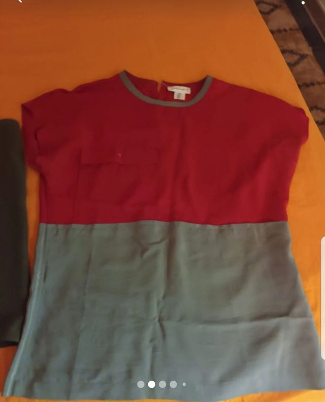 3 camicette di seta grigio/rosso