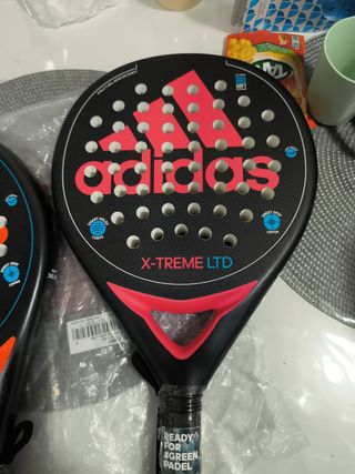 2 palas Adidas x trem rosa y azul efecto rugoso