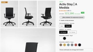 Silla Actiu Stay Tapizada Negra