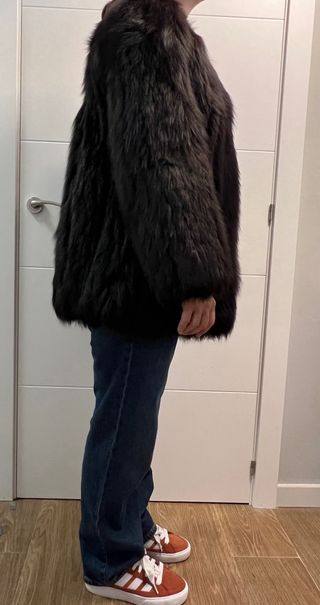 Abrigo Piel Zorro Mujer Negro/Marrón