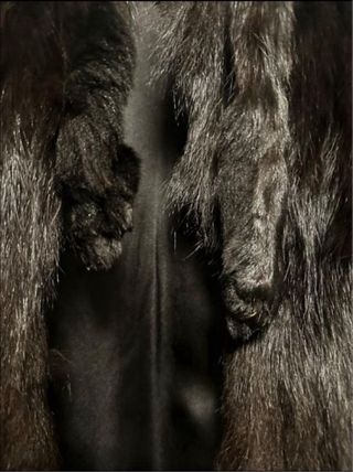 Abrigo Piel Zorro Mujer Negro/Marrón