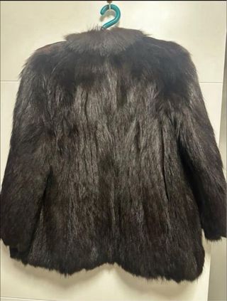 Abrigo Piel Zorro Mujer Negro/Marrón