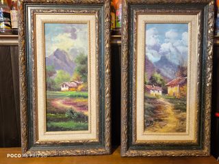 Dos cuadros al óleo paisaje