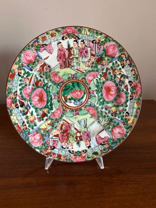 Set due piatti antichi cinesi decorati Rose