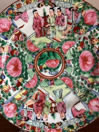 Set due piatti antichi cinesi decorati Rose