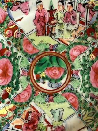 Set due piatti antichi cinesi decorati Rose