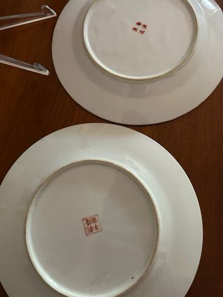 Set due piatti antichi cinesi decorati Rose