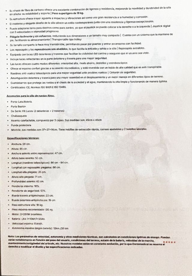 Silla de ruedas eléctrica plegable fibra carbono