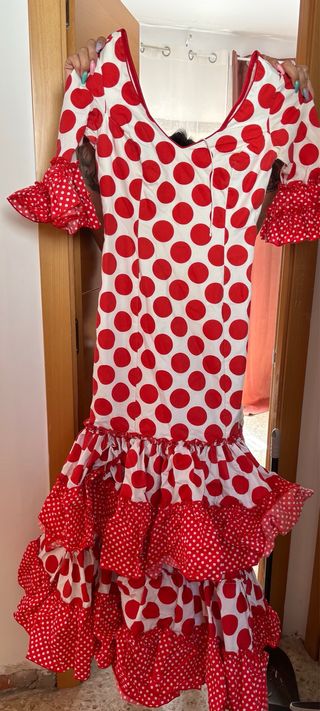 Traje Flamenca Lunares Rojo y Blanco