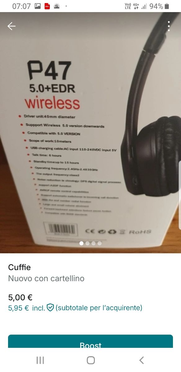 Cuffie wireless P47 5.0+EDR