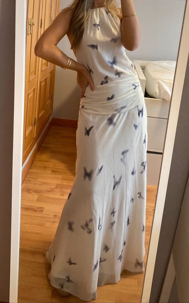 Vestido largo espalda al aire con estampado