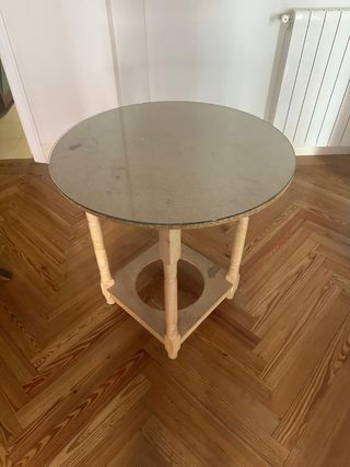 Mesa camilla redonda con cristal