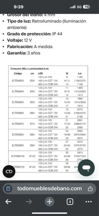 Espejo Baño Eurobath Táctil