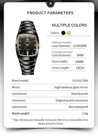 Reloj Olevs Negro y Dorado Hombre