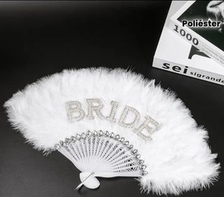2 Abanicos Novia Bride Plumas y Brillantes