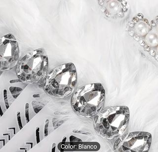 2 Abanicos Novia Bride Plumas y Brillantes