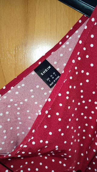 Crop top a pois rosso