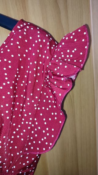 Crop top a pois rosso