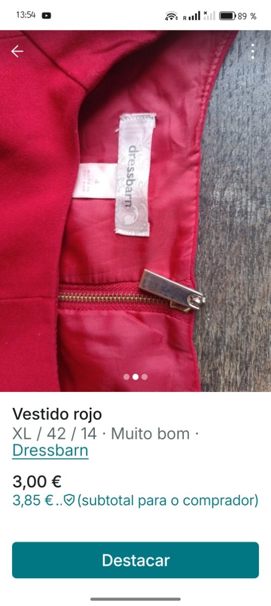 Vestido vermelho Dressbarn