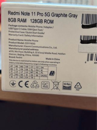 Xiaomi Redmi Note 11 Pro 5G Negro