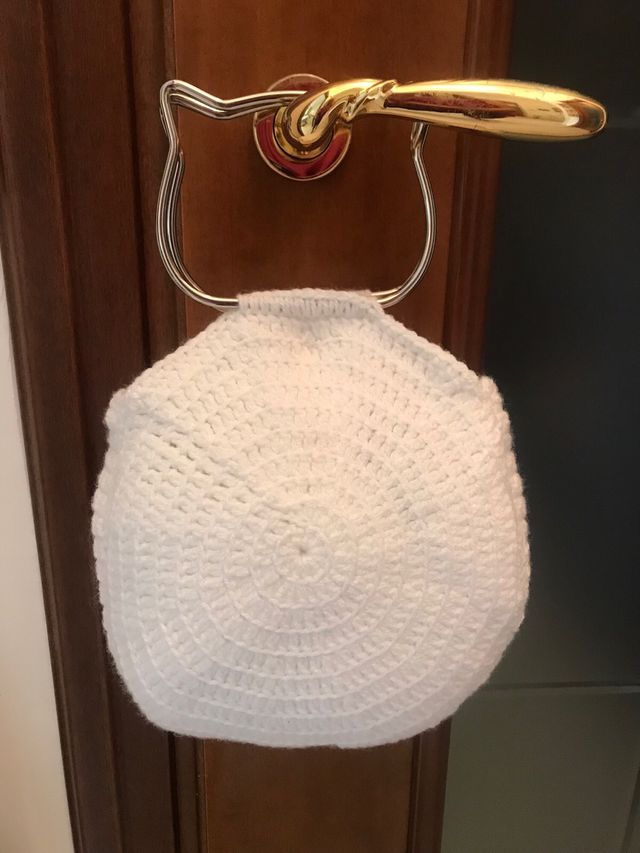 Borsa uncinetto floreale bianca