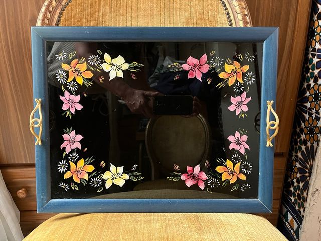 Bandeja cristal pintada a mano