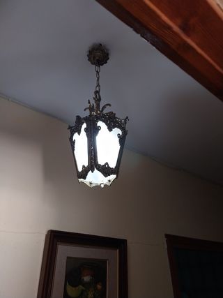 Farol antiguo cristal y bronce