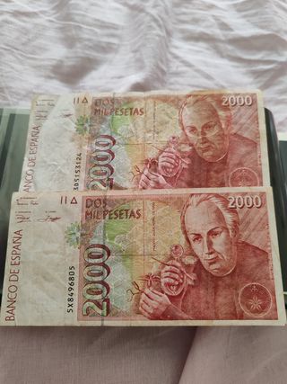 2 Billetes 2000 Pesetas España 1992