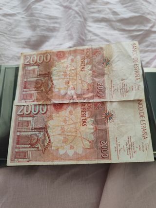 2 Billetes 2000 Pesetas España 1992
