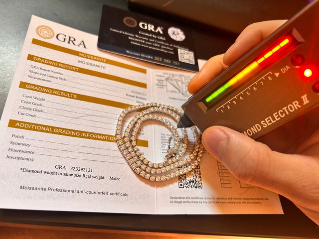 Cadena de plata 925 Tennis Moissanita 45cm GRA