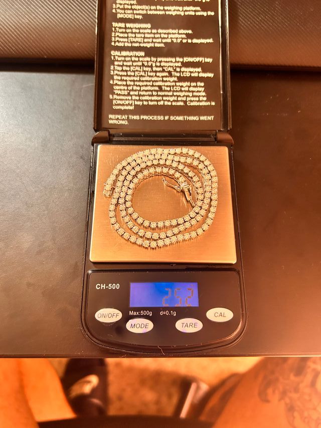 Cadena de plata 925 Tennis Moissanita 45cm GRA