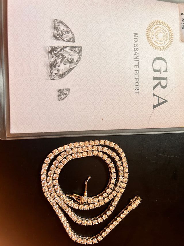 Cadena de plata 925 Tennis Moissanita 45cm GRA