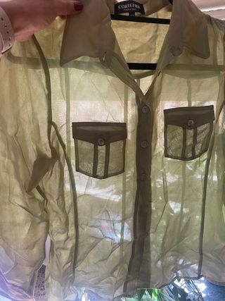 Blusa CORTefiel semitransparente verde talla L