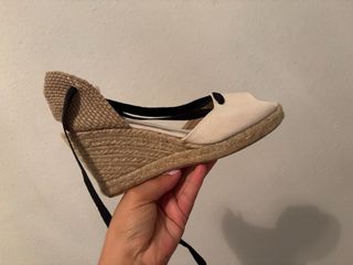Sandalias cuña esparto blanco roto