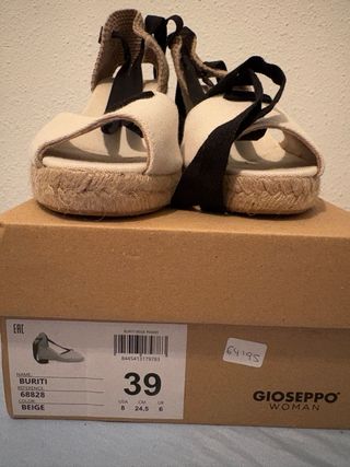 Sandalias cuña esparto blanco roto