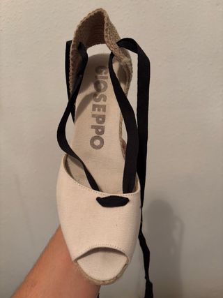 Sandalias cuña esparto blanco roto