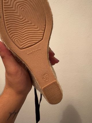 Sandalias cuña esparto blanco roto