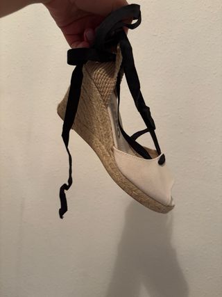 Sandalias cuña esparto blanco roto