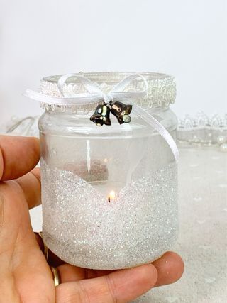 Porta Tea Light Vetro Glitter