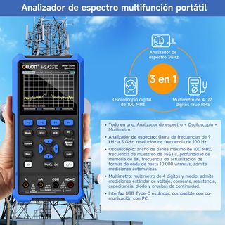 Analizador de Espectro 3 en 1 de 9kHz a 3GHz