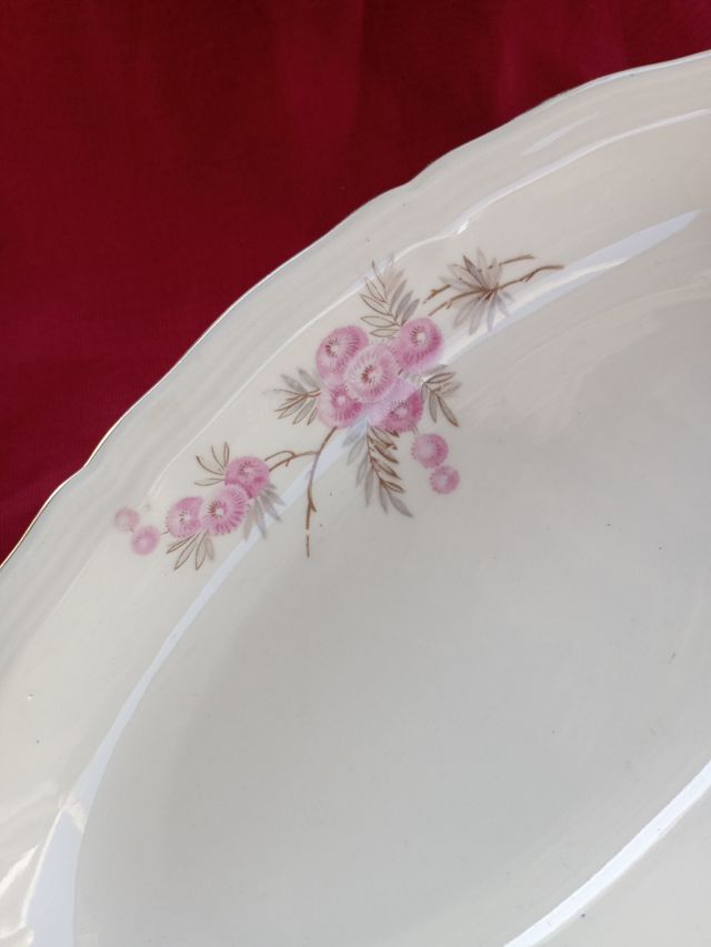 Piatto Ovale Bavaria Fiori Rosa