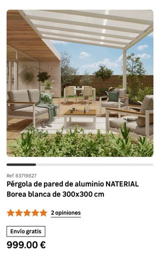 Pergola de pared de aluminio  Borea blanca